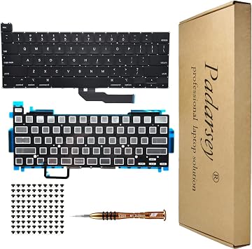 Replacement Backlight Backlit Keyboard Compatible with MacBook Pro 13 inch A2251 Released 2020 US Layout+Keyboard Screws+Screwdriver