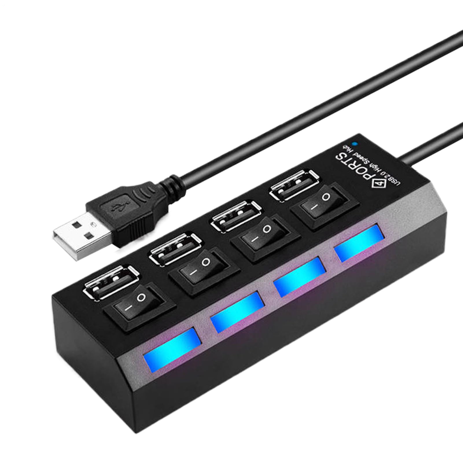 USB Hub for Laptop Multiple Port Expander Multipurpose USB Hub with Individual Button Control for Remote Work Game
