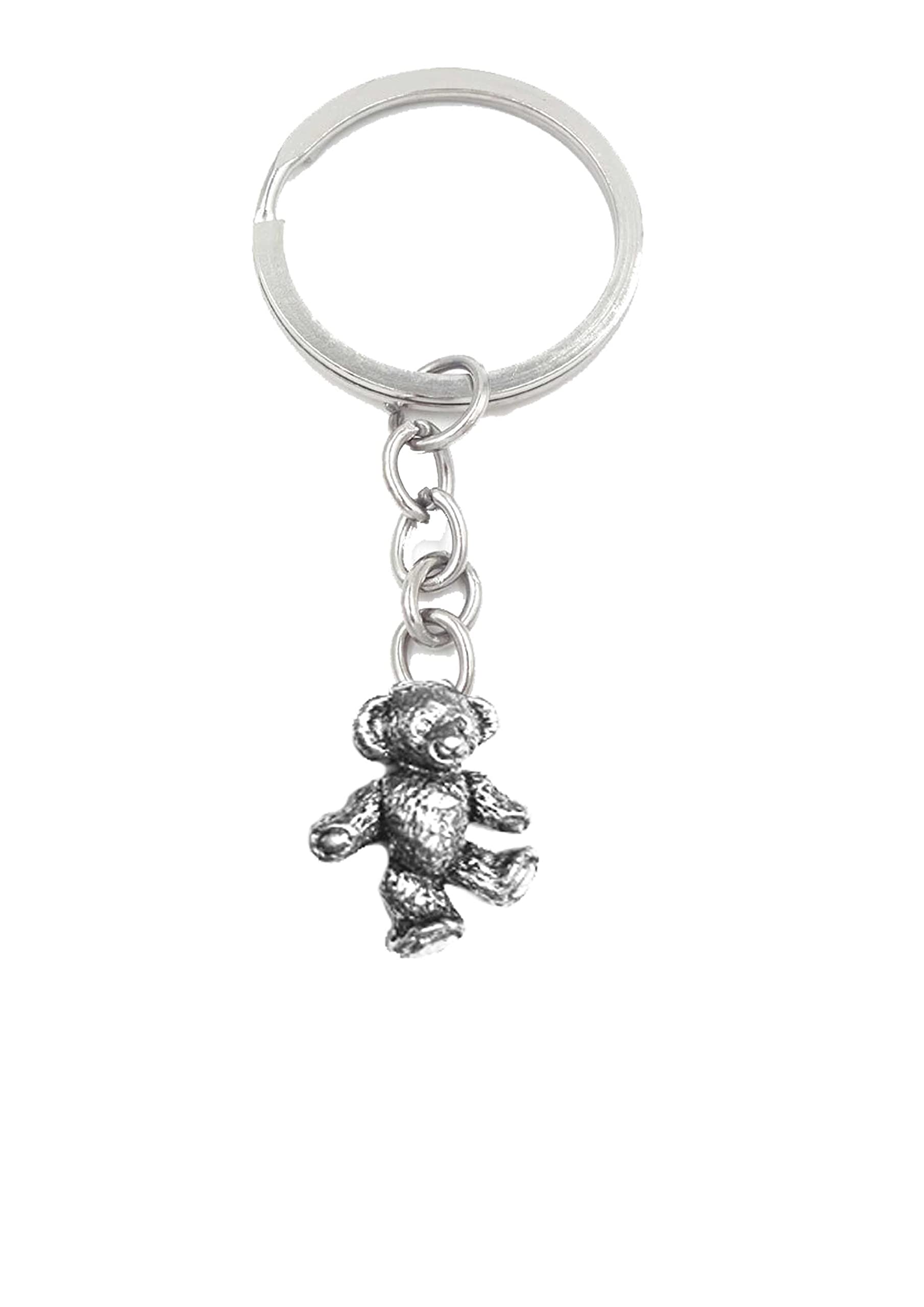 Prideindetails Silver Chery Teddy Pp-G74 Made Of Fine English Pewter On A Split Ring Keyring