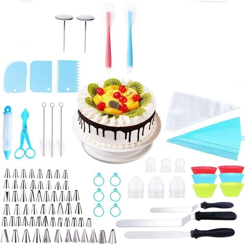 118 Piece Cake Turntable Set Flower Mounting Bag Flower Mounting Nozzle Converter Silicone Integrated Scraper