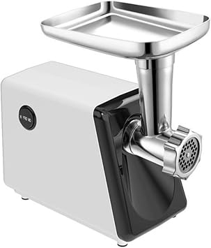 Electric Mincer, Meat Grinder, 110V, 3 Types of Cuts, Intestinal Sealing Machine with Cutting Plate and Intestinal Nozzle, Electric Mincer, Meat Grinder, Vegetables, Chopping and Colossal, Easily Mincing Meat and Fish, Home and Commercial Use White B