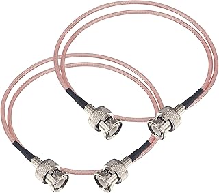 BOOBRIE BNC Male Cable 19.68inch/50cm BNC Male to BNC Male Coaxial Cable RG316 RF Coax Antenna Extender Pigtail Jumper 50 Ohm HD-SDI Cable for CCTV,DVR,Camera,Video Equipment 2-Pack