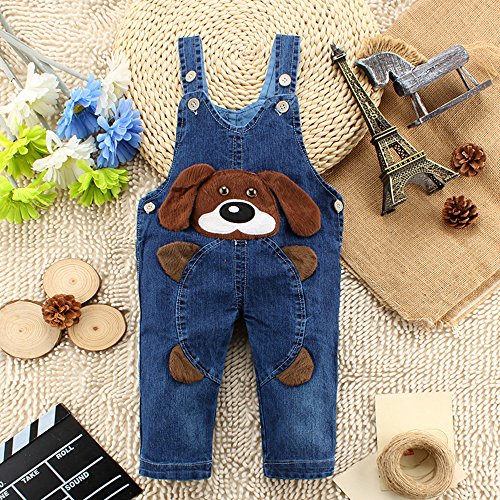Kidscool Space Baby Toddler Cute Cartoon Coffee Dog Jean Overalls,Blue,18-24 Months #TOP7