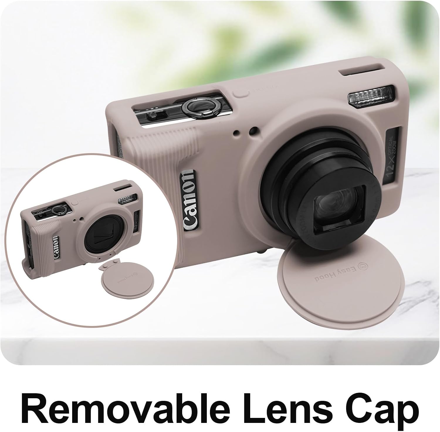 Easy Hood Case for Canon PowerShot IXY 650/ELPH 360 Camera, Soft Silicone Camera Cover with Removable Lens Cap, Slim Fit Anti-Scratch Carrying Protective Case Camera Body Skin Sleeve (Tiffany Pink)