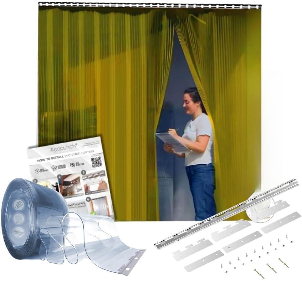 Commercial PVC Strip Door Curtain Kit Bundle