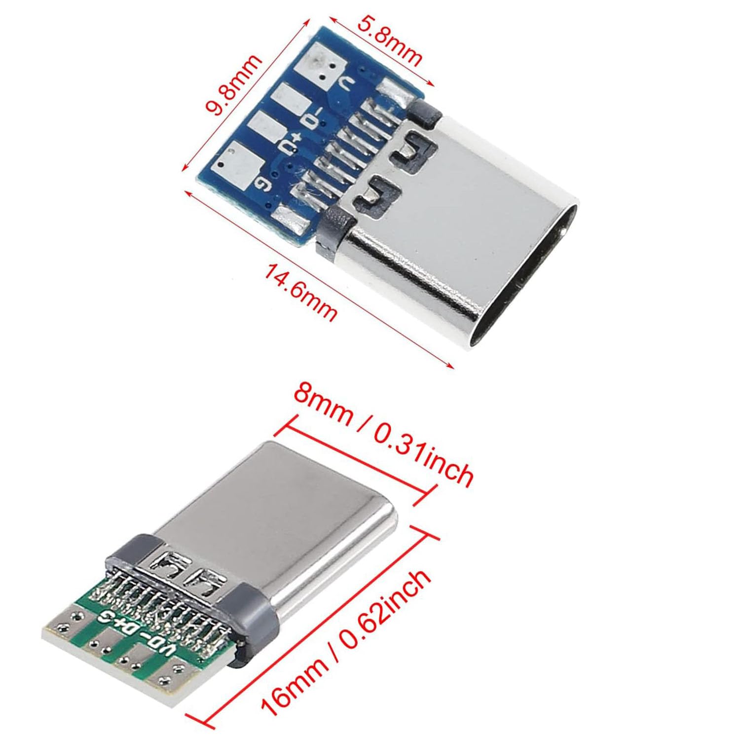 Runcci-yun 40 Connettori USB-C Maschio e Femmina