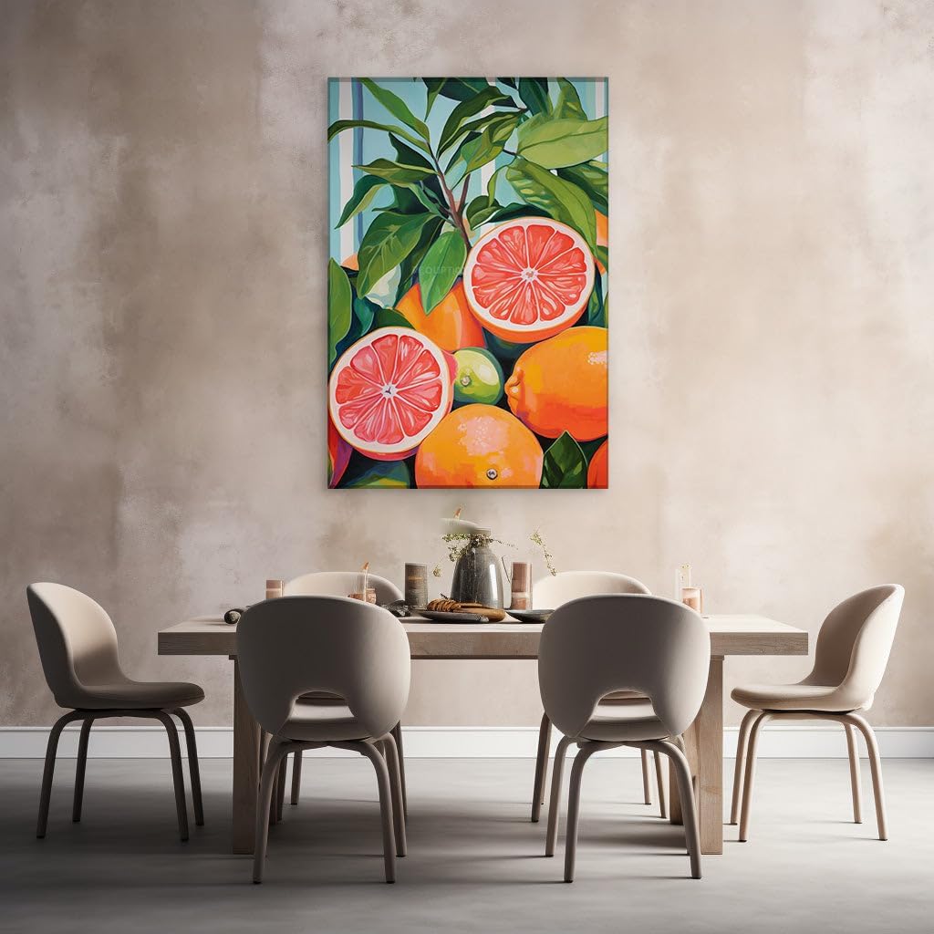 Canvas for Living room. A Feast for the Eyes: Celebrating Nature's Bounty in a Vivid Citrus Oil Painting, 27 x 18 inch Canvas Wall Art - Contemporary Masterpieces - Modern Home Decor