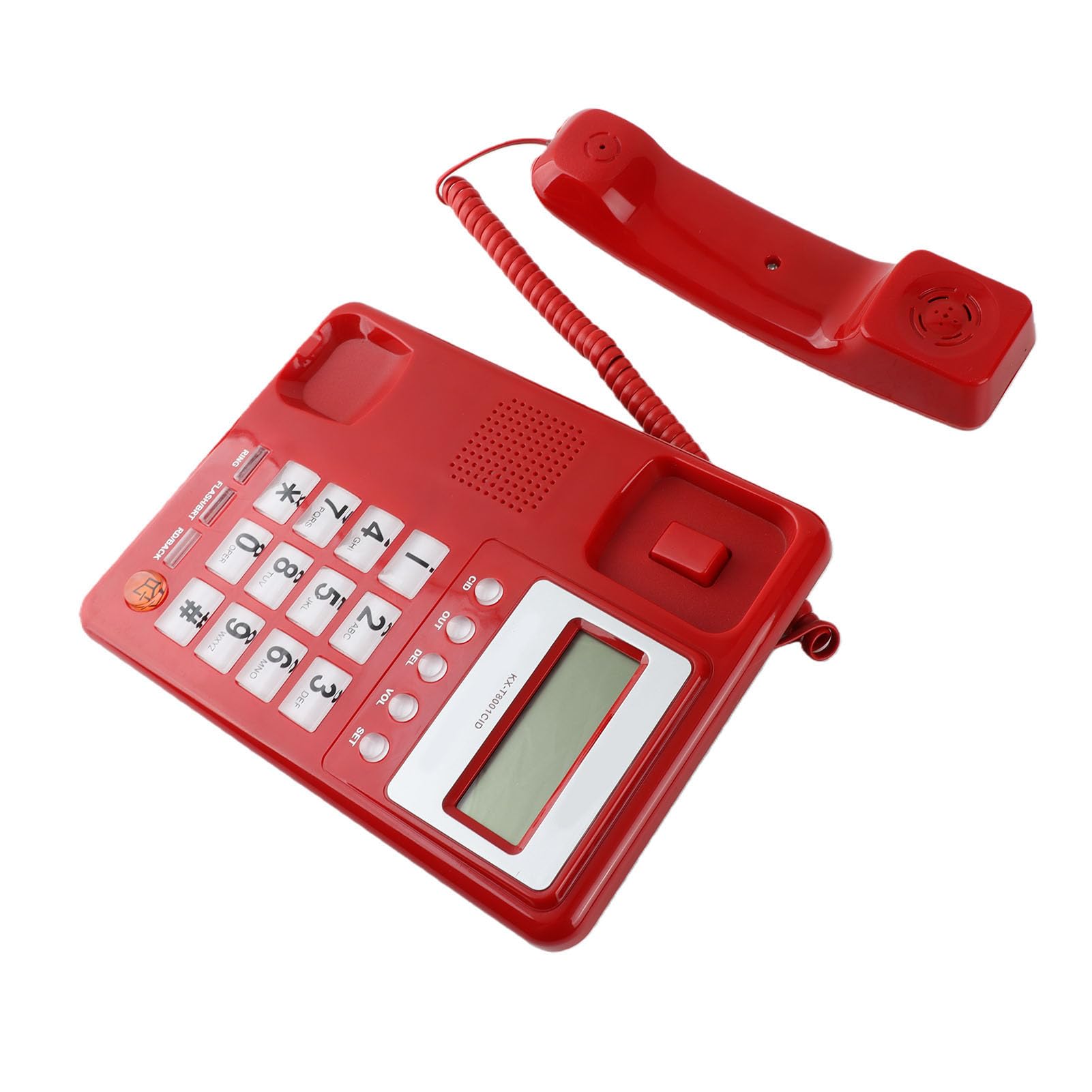 Telefoni con Filo Linea Fissa con Display ID Chiamante, Telefono Fisso con Vivavoce per Hotel Casa Ufficio Casa, Telefono da Tavolo Rosso retrò per Anziani, Segreteria Telefonica Digitale