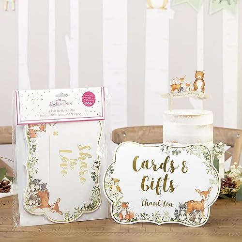 Miniatura 4 de Kate Aspen Decoraciones de baby shower de bosque, kit de letreros decorativos (8 letreros diferentes, letrero de bienvenida para baby shower y más)