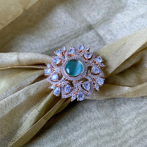 Image of I Jewels Rose Gold Plated Valentines Special Stylish Fashionable Design Floral CZ American Diamond Adjustable Finger Rings For Women & Girls (FL241)
