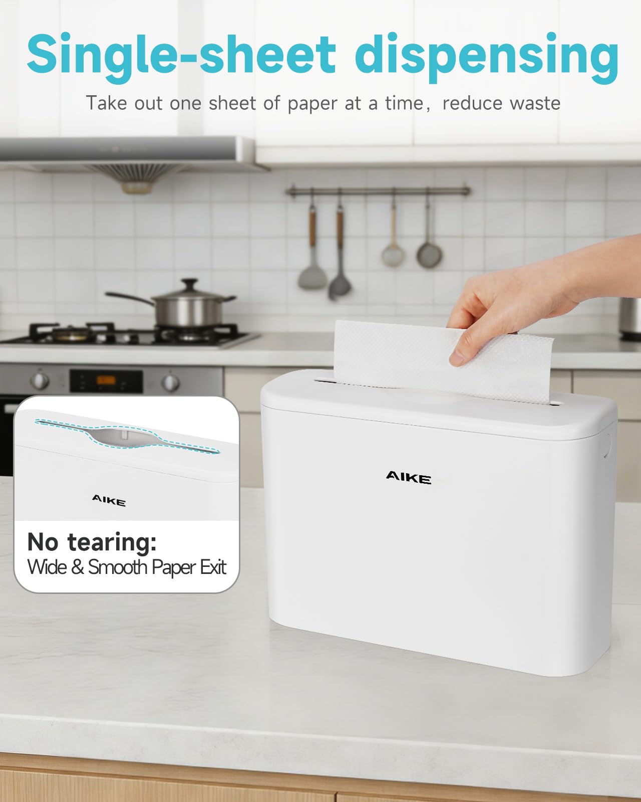 AIKE Dispensador de toallas de papel, capacidad de 200 hojas, se adapta a toallas de papel multipliegue, para el hogar y el comercio, color blanco (tamaño plegado de 9.8 x 3.8 pulgadas o más pequeño)