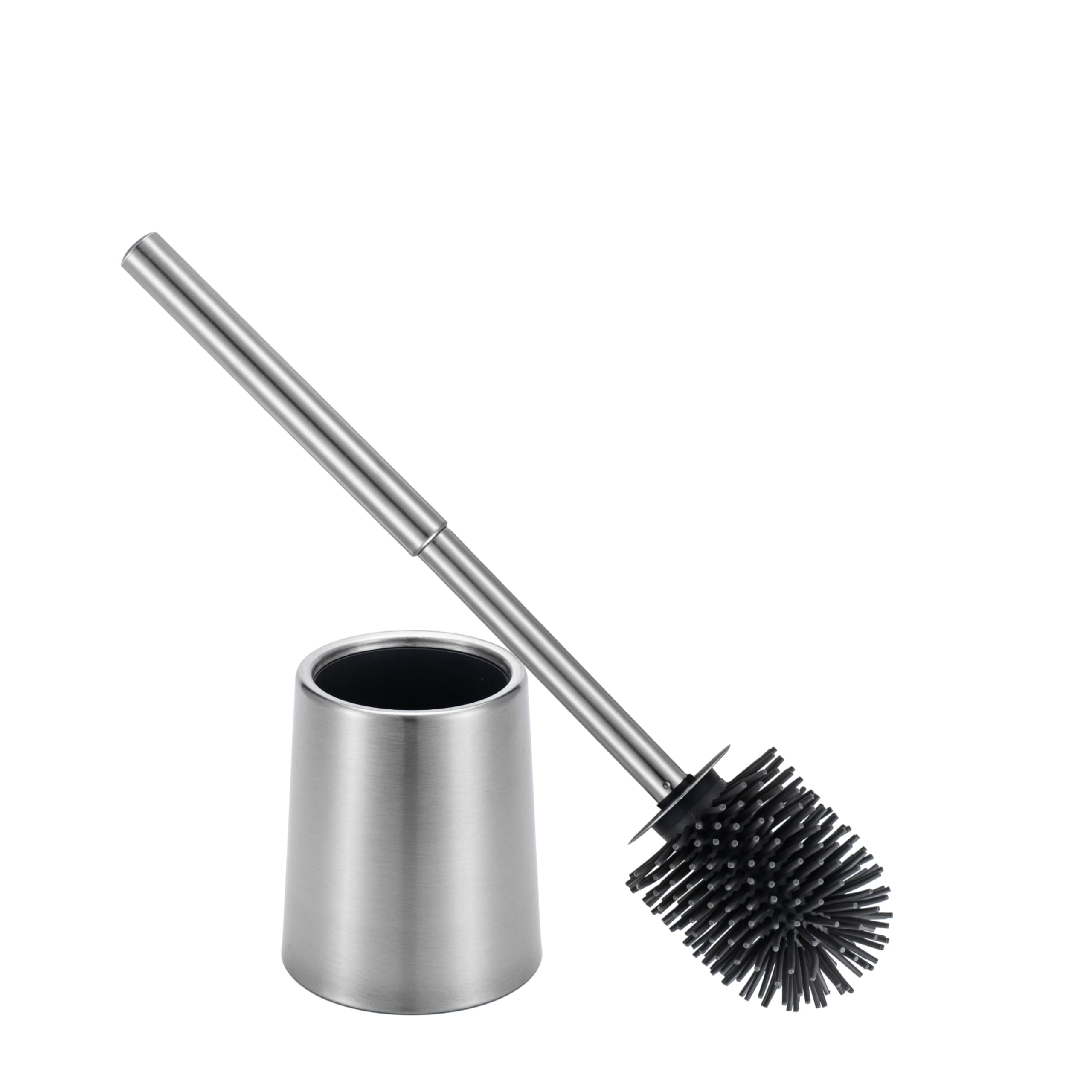 Smartbin SUS304 Stainless Steel oilet Brush and Holder Toilet Cleaning Brush Bathroom Brushes Toilet Brush and Holder Set Double Layer Holder Long Brush Handle High Density Silicone Head