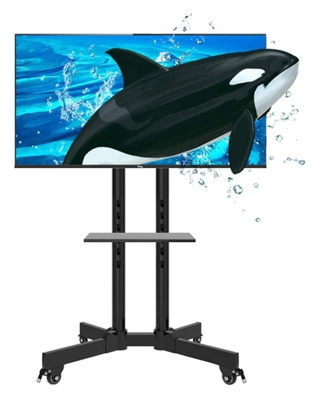 DFGHNBVC Mobile Tv Stand On Wheels, Rolling Tv Cart, Mobile Tv Floor Stand With Wheels Height Adjustable Universal Rolling Tv Cart Bracket