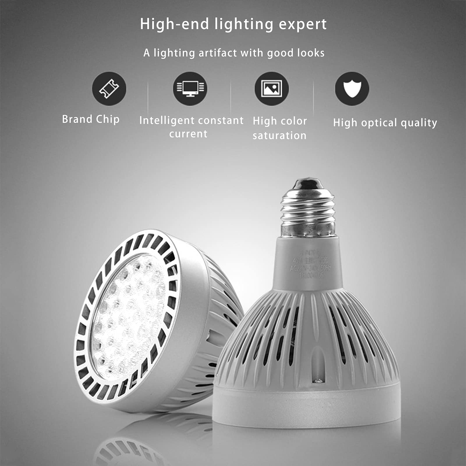 Foco Led de Riel (Paquete de 4), Bombillas Led E27 No Regulables, 40 W, 4000 Lúmenes, Luz Cálida de 3000 K, Luz Empotrada de Techo, Iluminación de Acento/Luz Fría