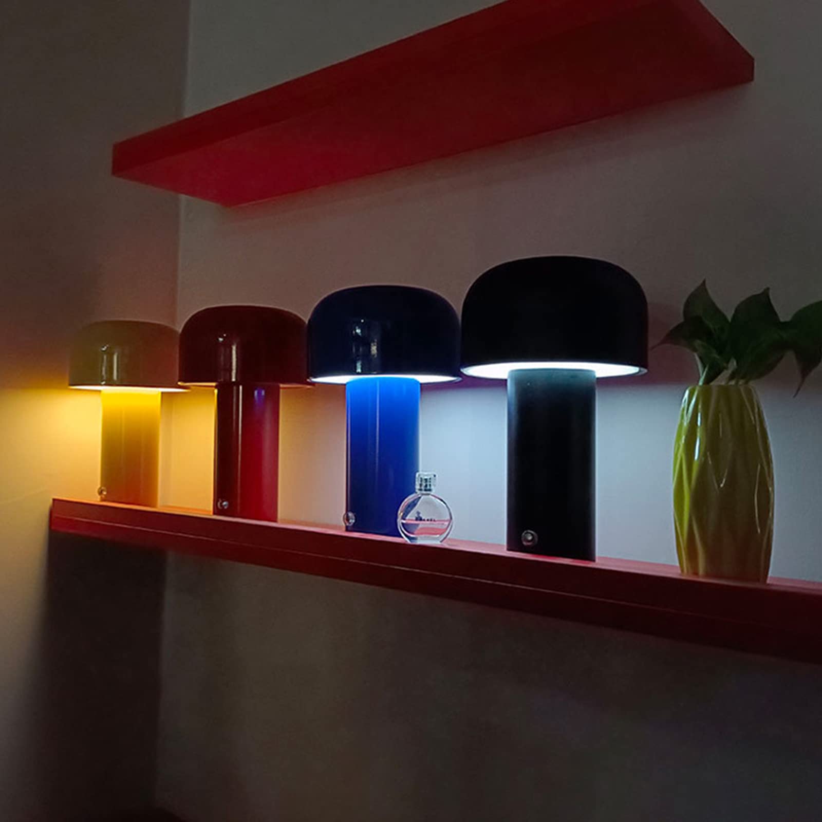Fmingdou USB Grzybek Lampa stołowa Bezstopniowe ściemnianie Ładowanie Śliczna lampka nocna dla dziecka Dzieci Sypialnia Biuro Przenośne Kreatywne światło nocne z regulowaną jasnością / 921 (Color : Y