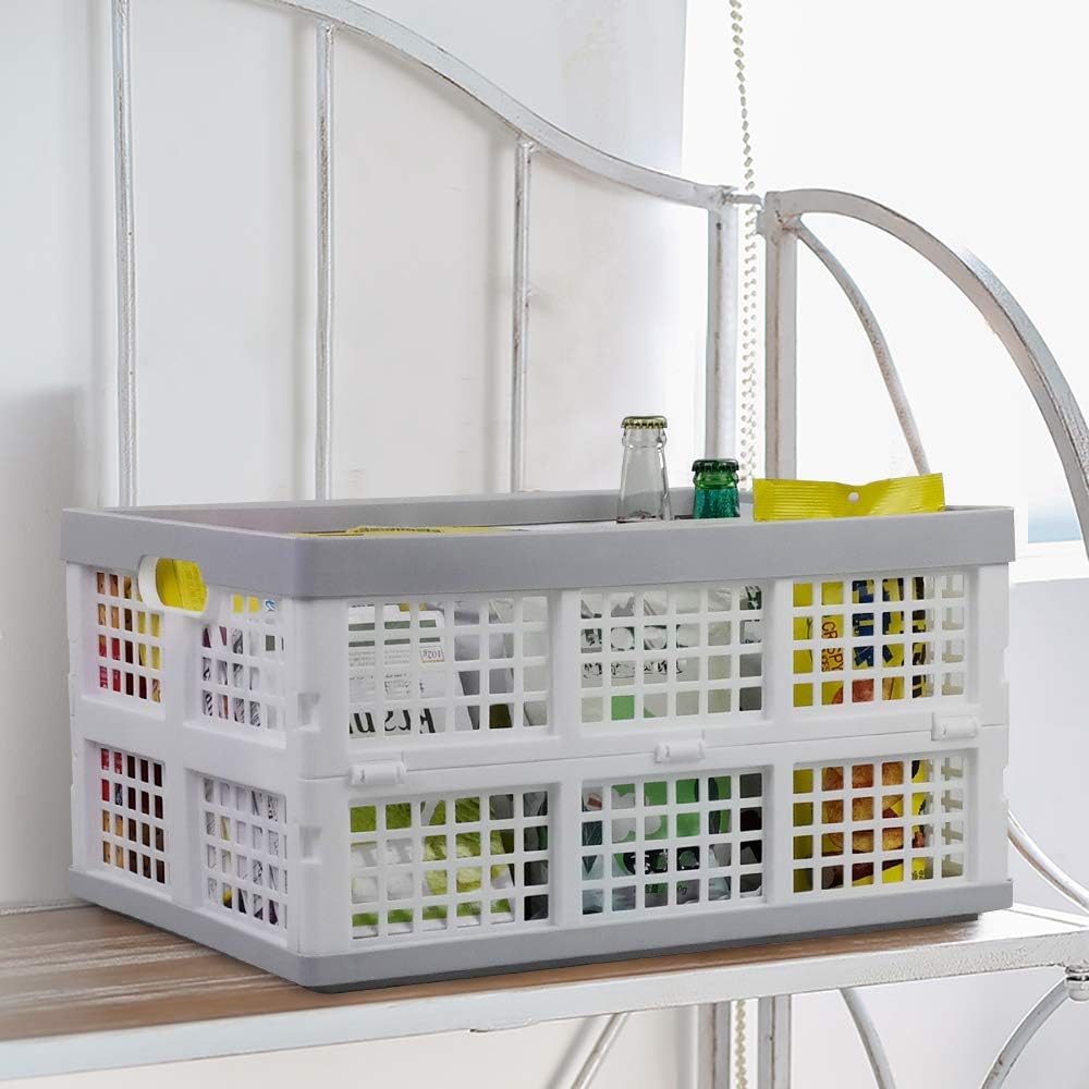 Sandmovie Stackable Storage Crate, Foldable Plastic Milk Crates, 34 L, 4 Packs : Everything Else