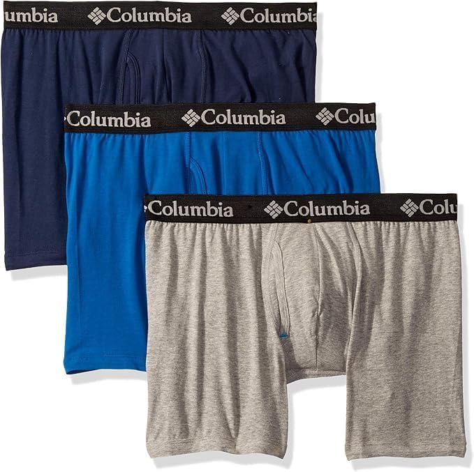 Columbia 95/5 Cotton Stretch Boxer Brief Grey Heather/Dress Blue/Classic Blue, XXXL