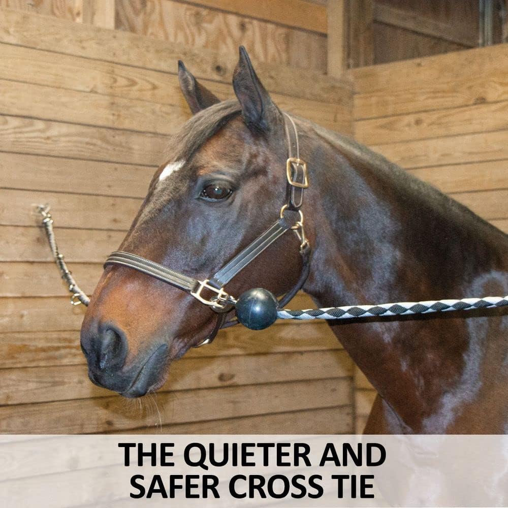 Dura-Tech QuietGuard Adjustable Rope Cross Tie | Quieter and Safer Cross Tie | Solid Rubber Ball End | Difficult for Horses to Chew | Protects Walls from Marks | Adjustable Length