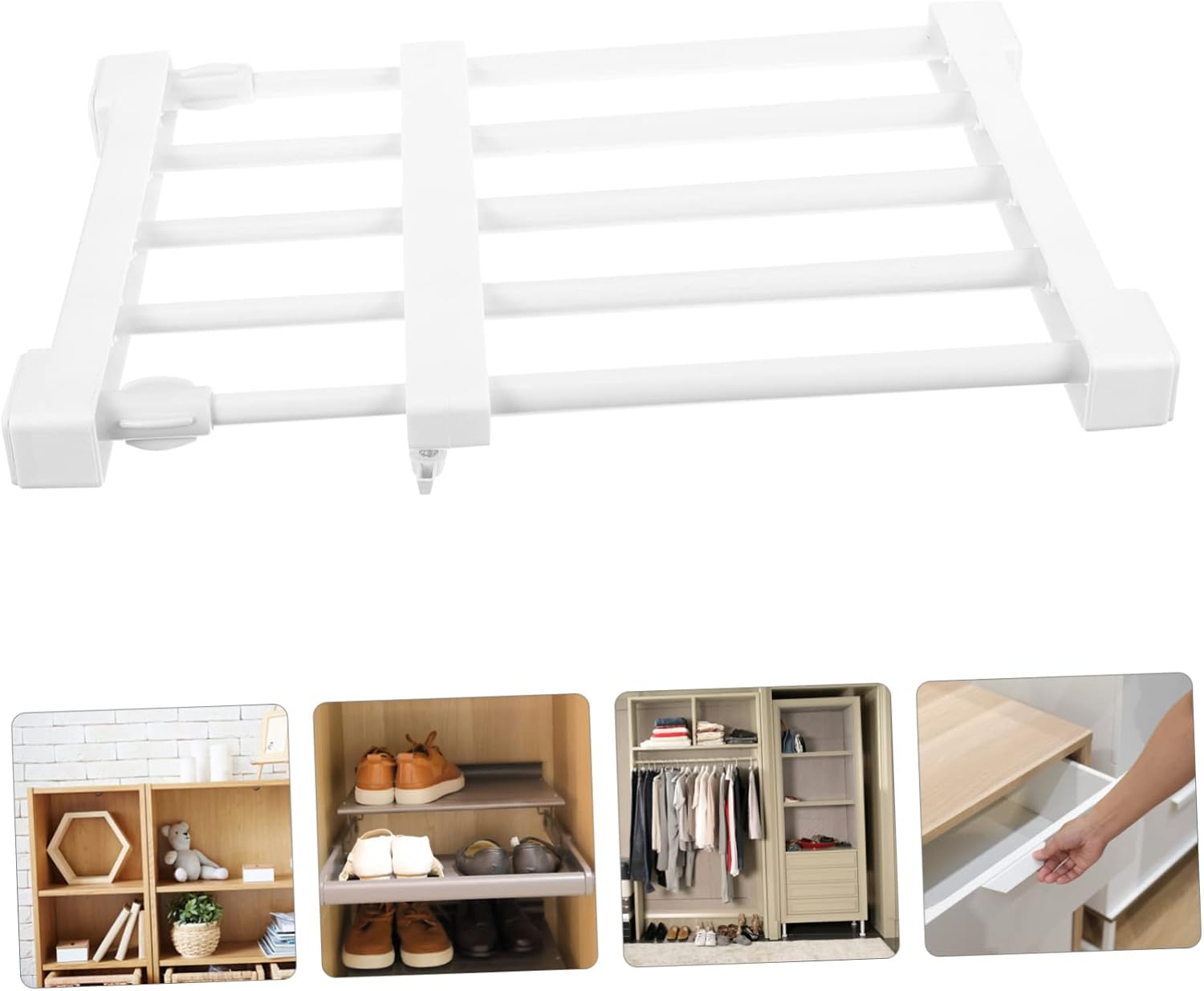 Adjustable Tension Shelf Organizer Telescopic Closet Storage Rack for Kitchen and Bathroom Detachable Wear-Resistant Design for Closet Organization and Dorm Use
