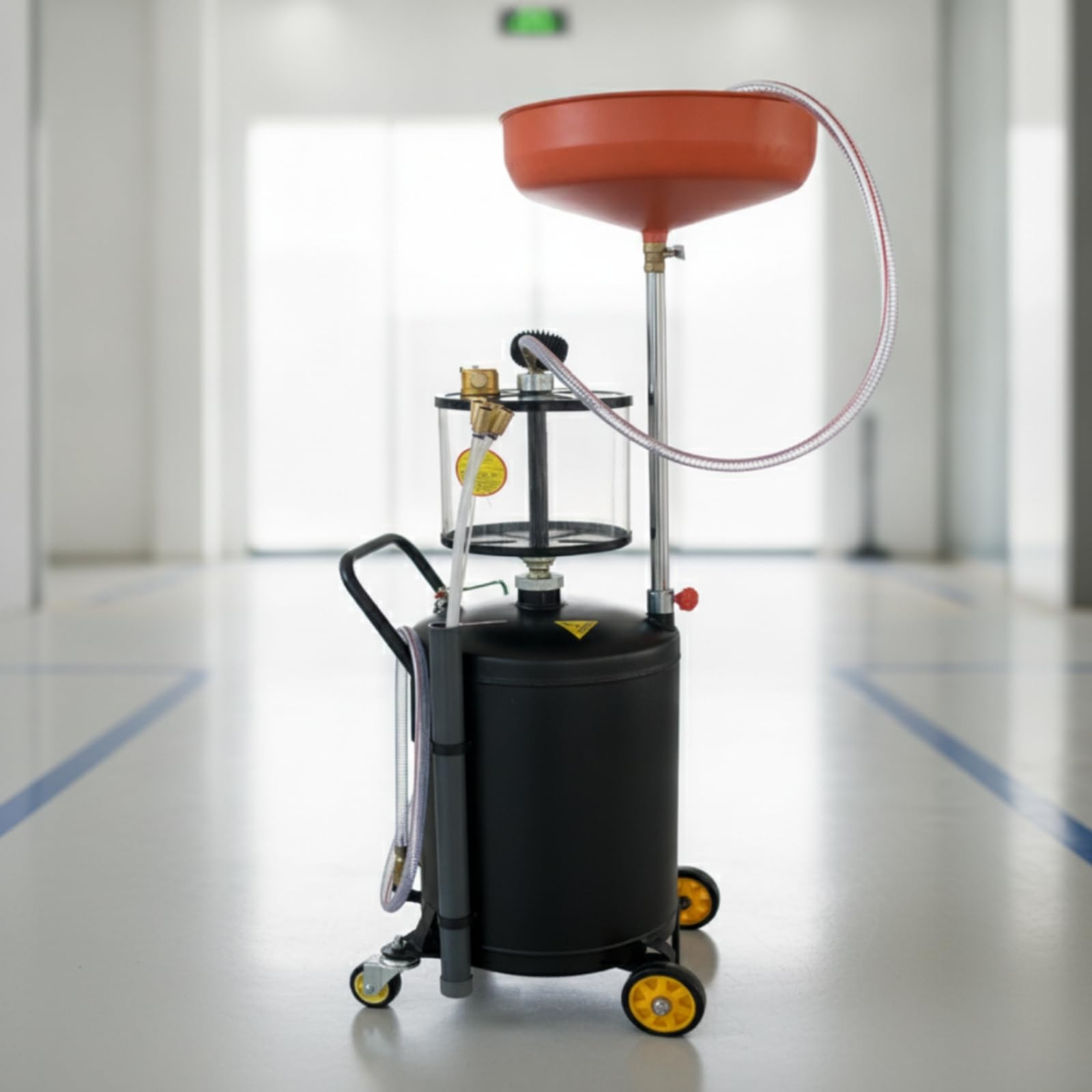 predolo Aspiratore Olio con Camera di Misura Carrellato Aspiratore di Olio con Tubo Regolabile in Altezza Attrezzatura per Officina Meccanica, Garage