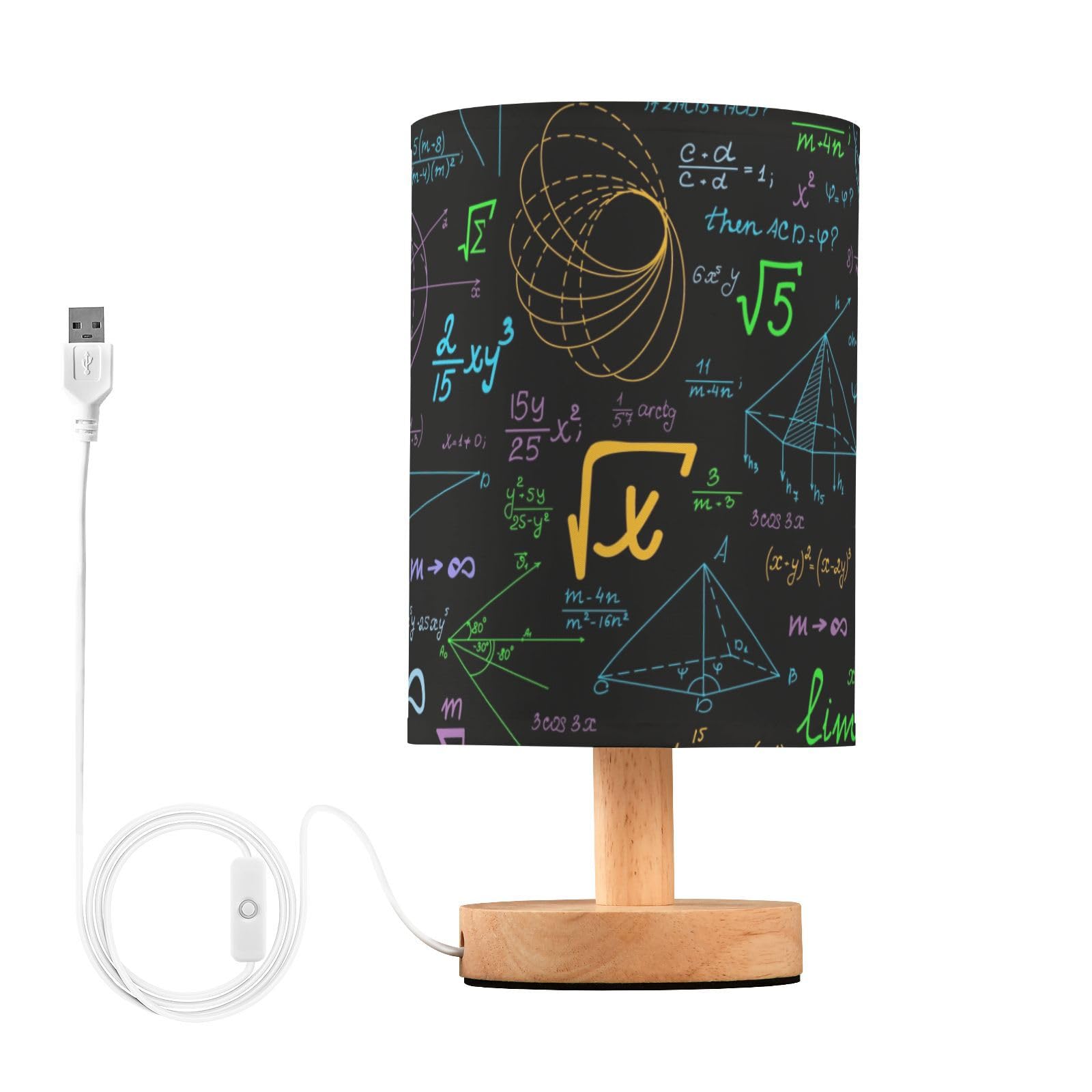Mnsruu Bedside Table Lamp Science Chemistry Laboratory 3 Bedside Lamps LED Light Desk Lamp Fabric Shade Small Lamp for Bedroom Living Room (Bulb Included)