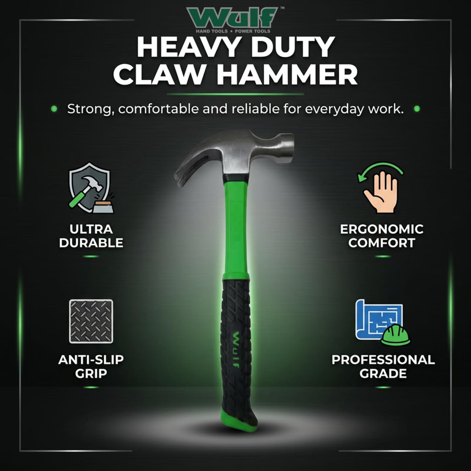 Wulf 16oz Claw Hammer - Durable & Comfortable -7