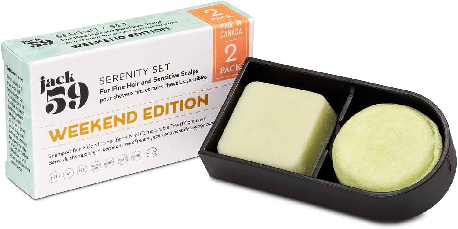 Jack59 Weekend Edition Travel Set Shampoo and Conditioner Bars for Fine