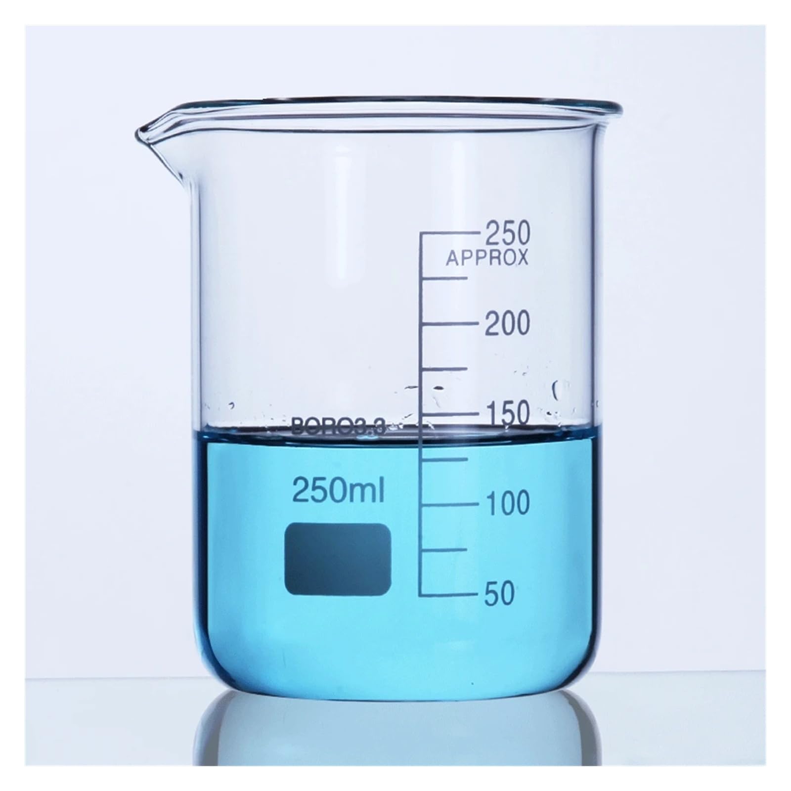 Esperimento chimico della vetreria da laboratorio in vetro graduato da 25/50/100/150/200/250/400/500/600 da 800 ml(250ml 4 PCS)