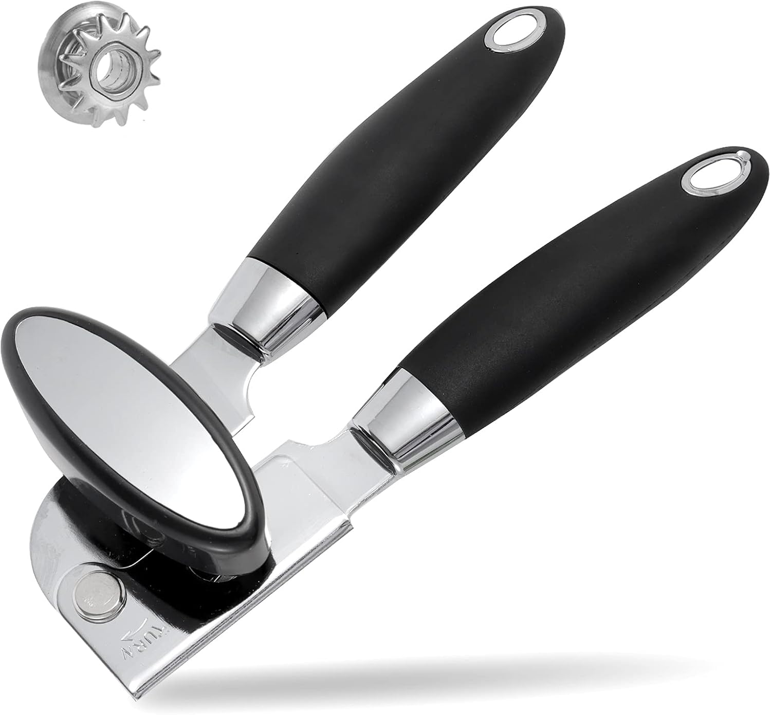 Jaryco Can Opener Manual Handheld Comfortable Anti Slip Grip Smooth Edge Ergonomic for Seniors with Arthritis Black