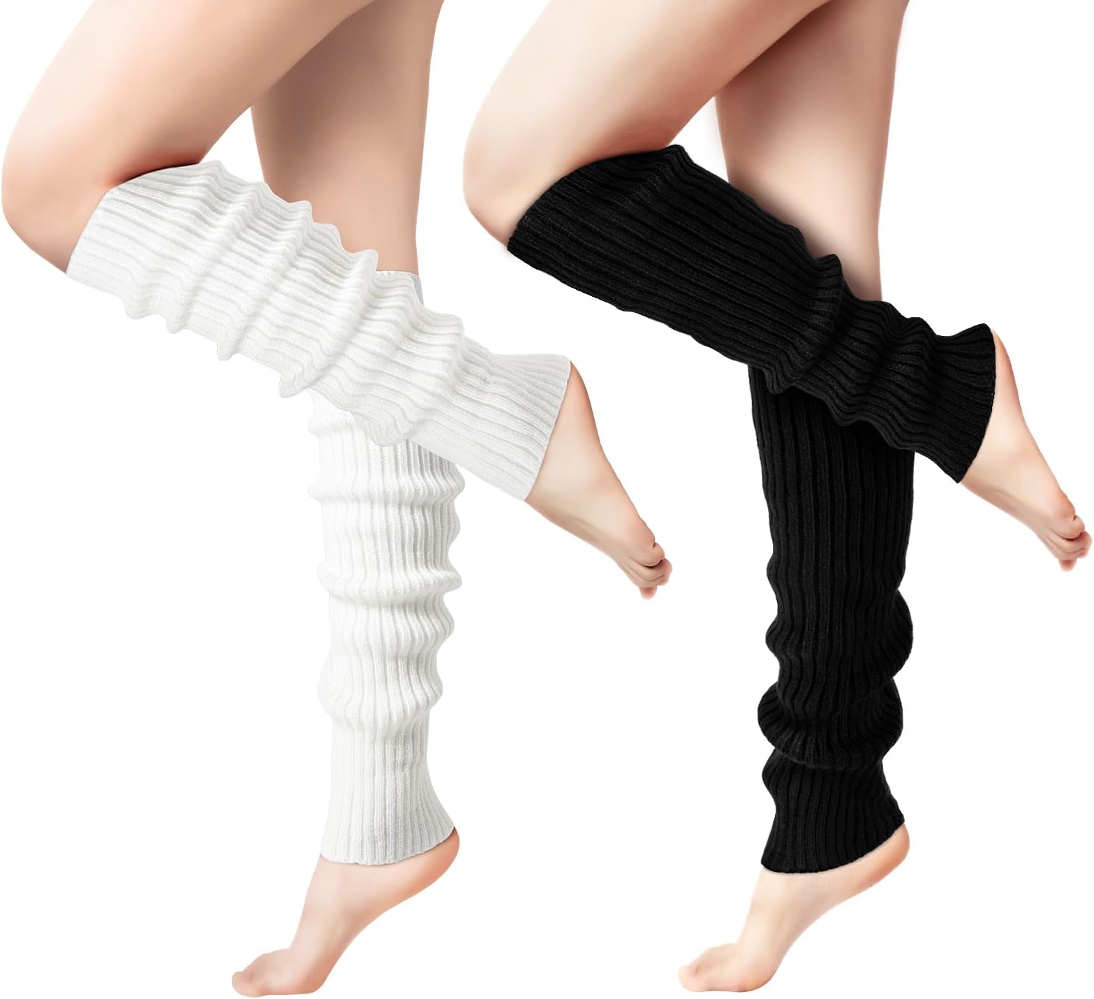 Leg Warmers, 2 Pairs Knit Leg Warmers for Women 80s Long Socks