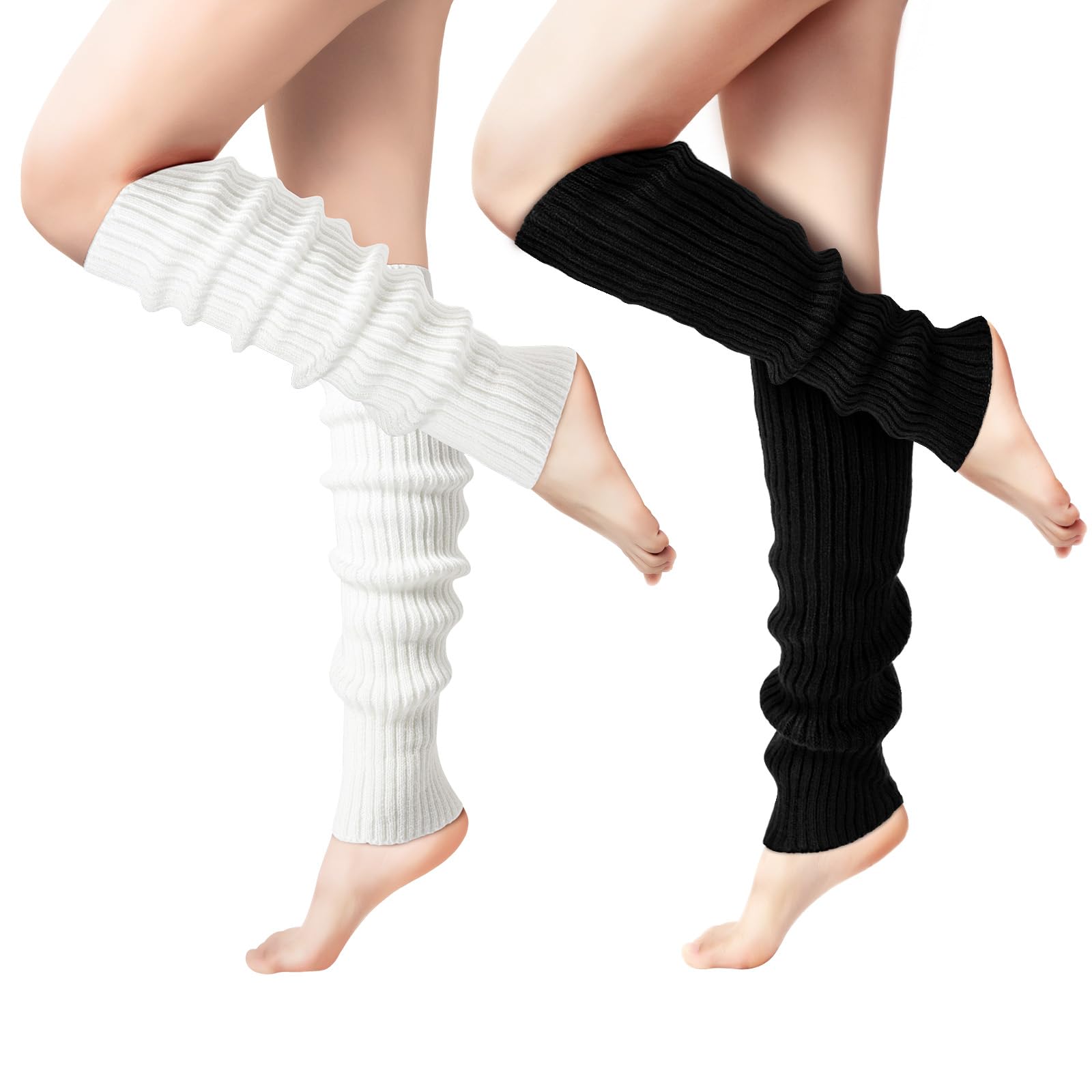 Clothirily Leg Warmers, 2 Pairs Knit Leg Warmers for Women 80s Long Socks