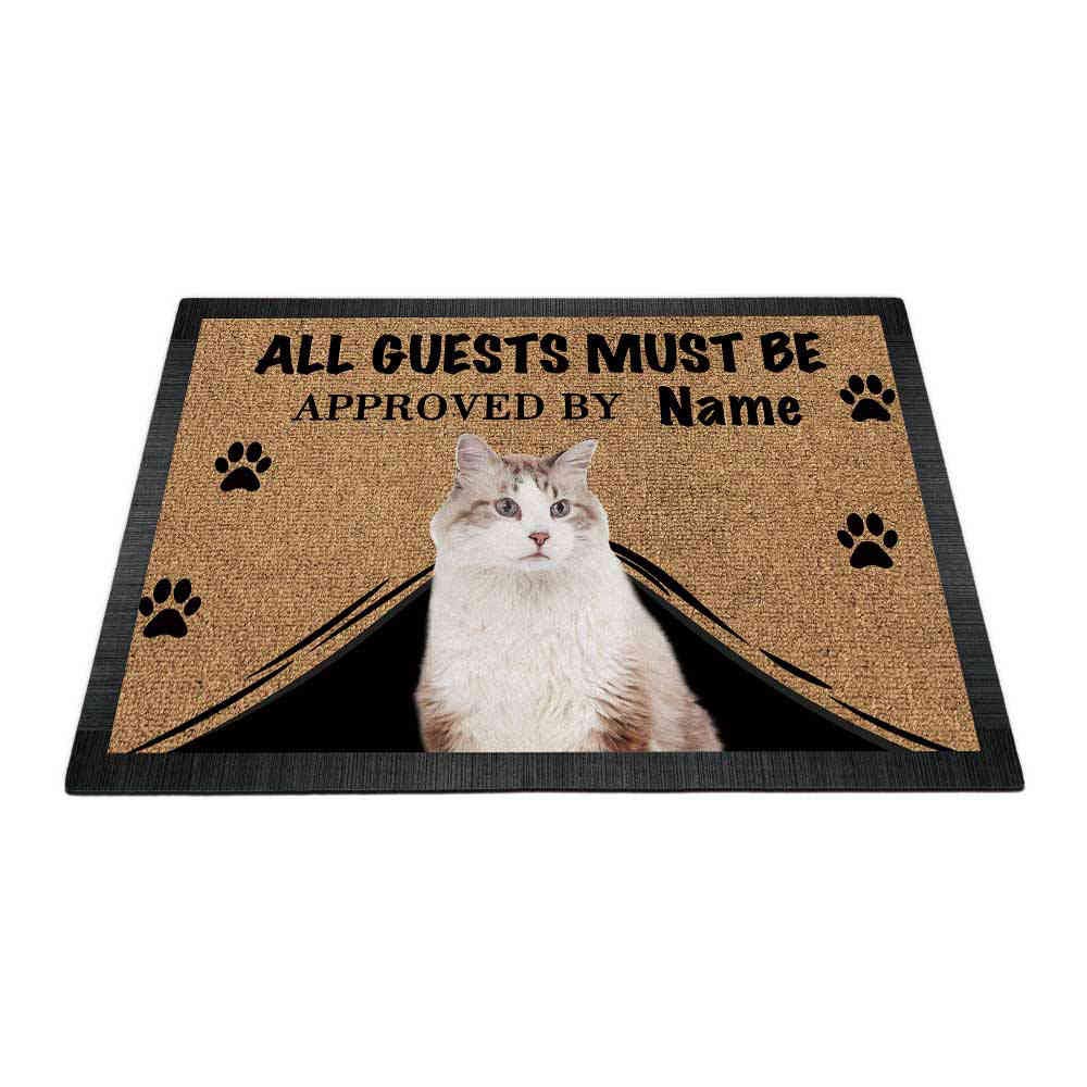 BAGEYOU Personalized Doormat with My Love Dog Elegant Norwegian Forest Cat Welcome Floor Mat All Guests Must be Approved 23.6" X 15.7"