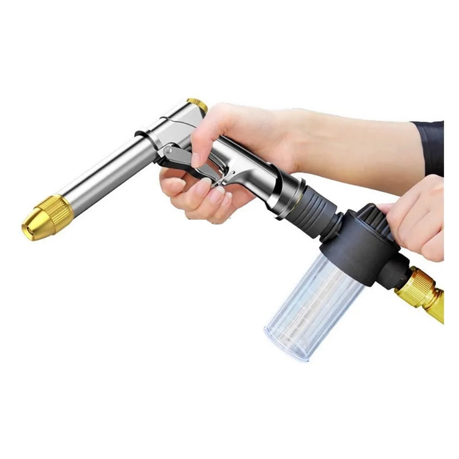 Pistola pulverizadora con manguera Boquilla, Jardín de lavado autos con boquilla multicolor 360 agua aleación alta presión portátil(Black Kit)