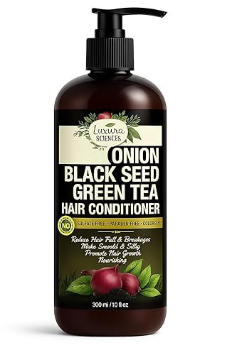 Luxura Sciences Acondicionador de semillas negras de cebolla, añade brillo y volumen al cabello fino y fino, controla el encrespamiento, hidrata el