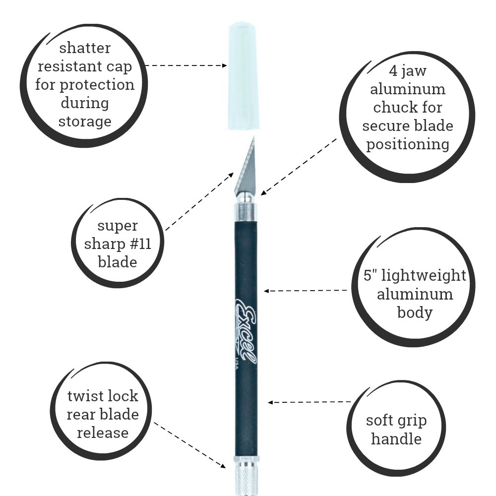 Amazon.com: Soft Grip Hobby Knife, Excel Blades K18 with Safety