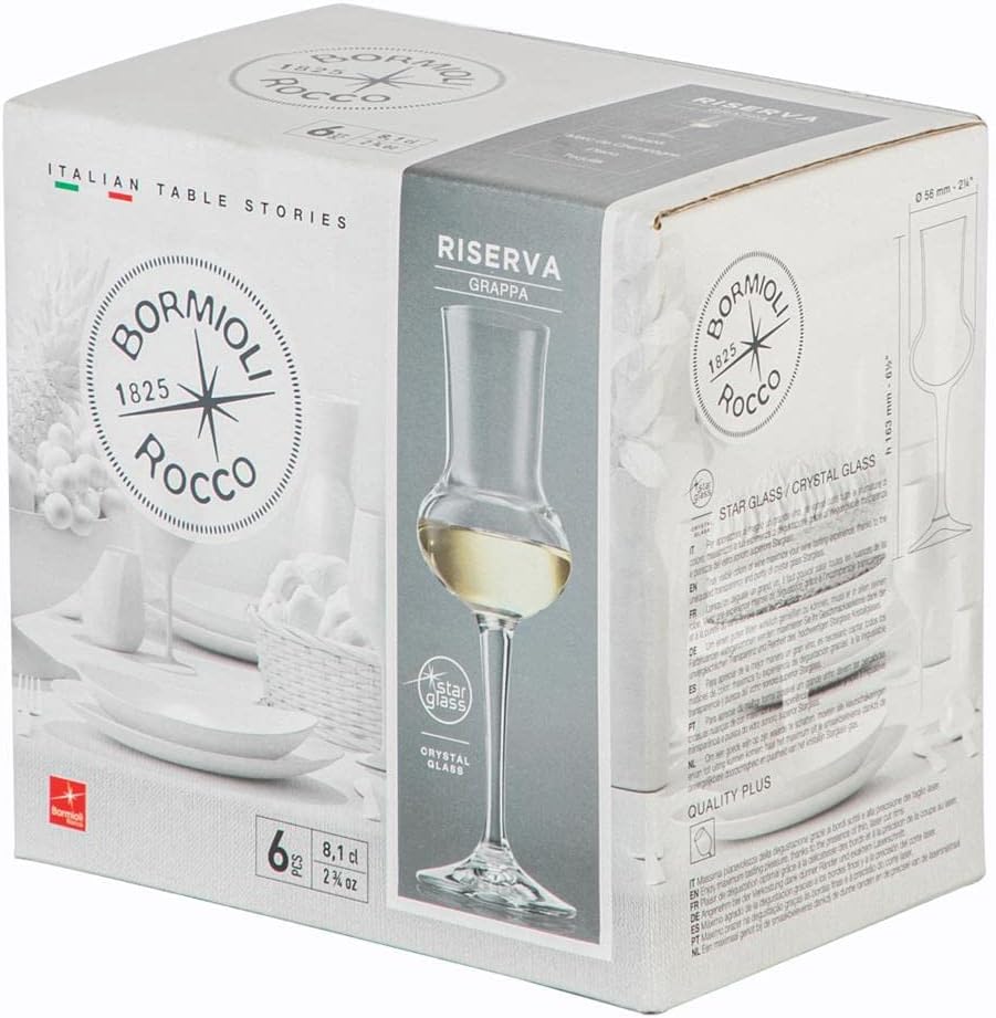 Bormioli Rocco Restaurant Grappa Liqueur Glass with Stem - 80ml - Pack of 6