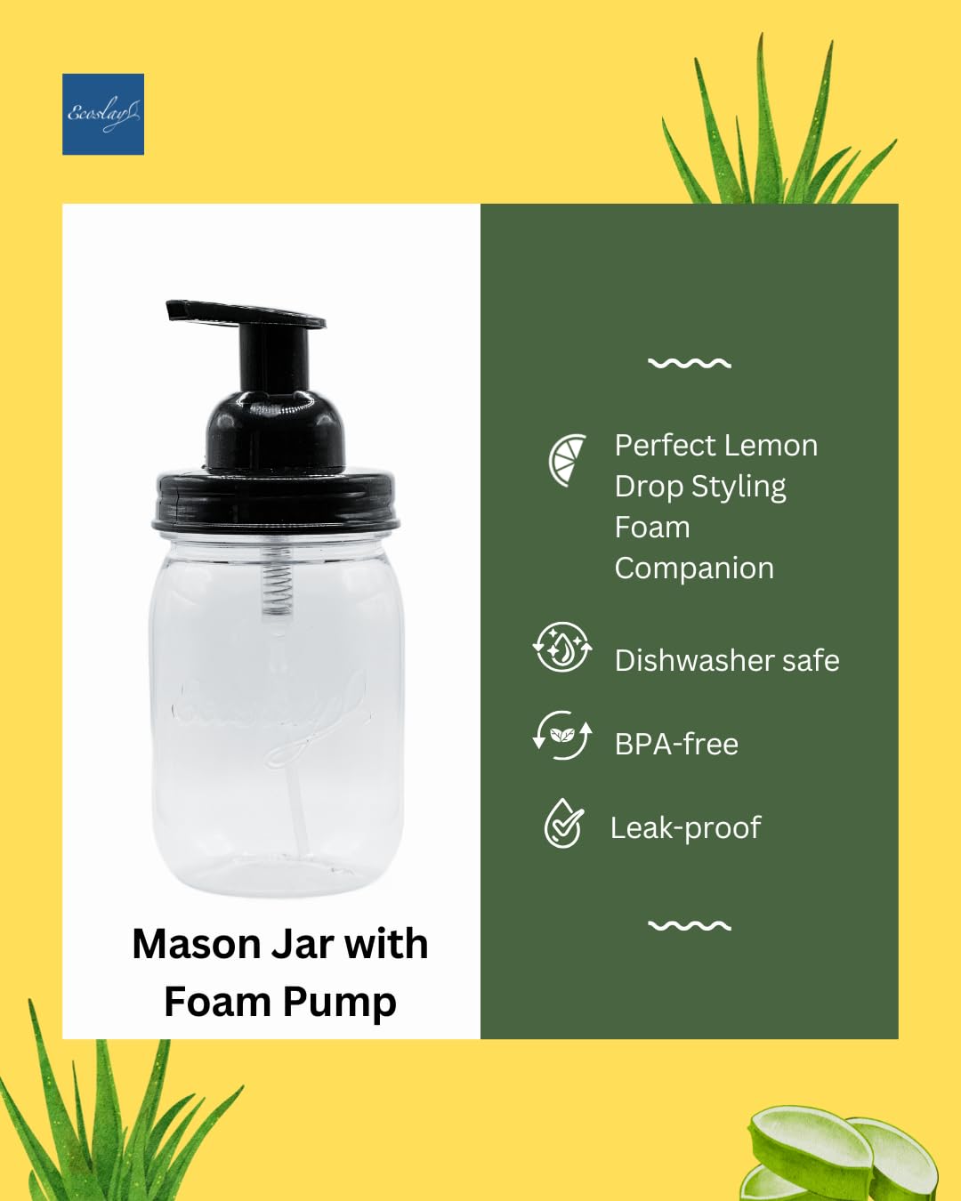Ecoslay Lemon Drop Styling Foam and Mason Jar with Foam Pump