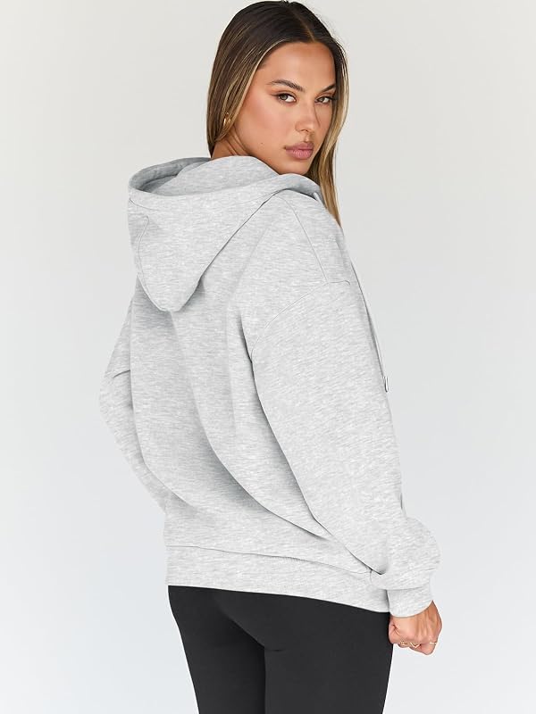 Trendy Queen Womens Oversized Zip Up Hoodies Y2K Fall Sweatshirts 2026 Grey M image 4