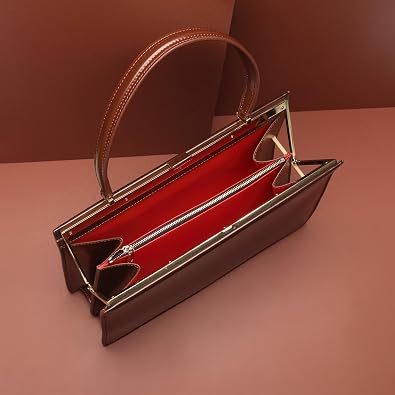 Sandwich Luxury Leather Women's Handbag Temperament Age Reducing Commuter Bag (deep red), Dark Brown