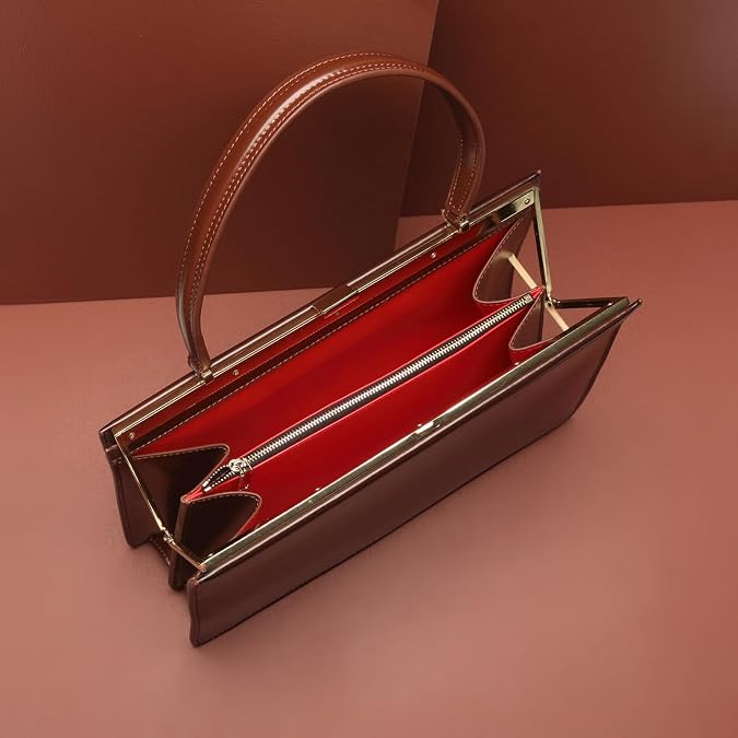 Sandwich Luxury Leather Women's Handbag Temperament Age Reducing Commuter Bag (deep red), Dark Brown