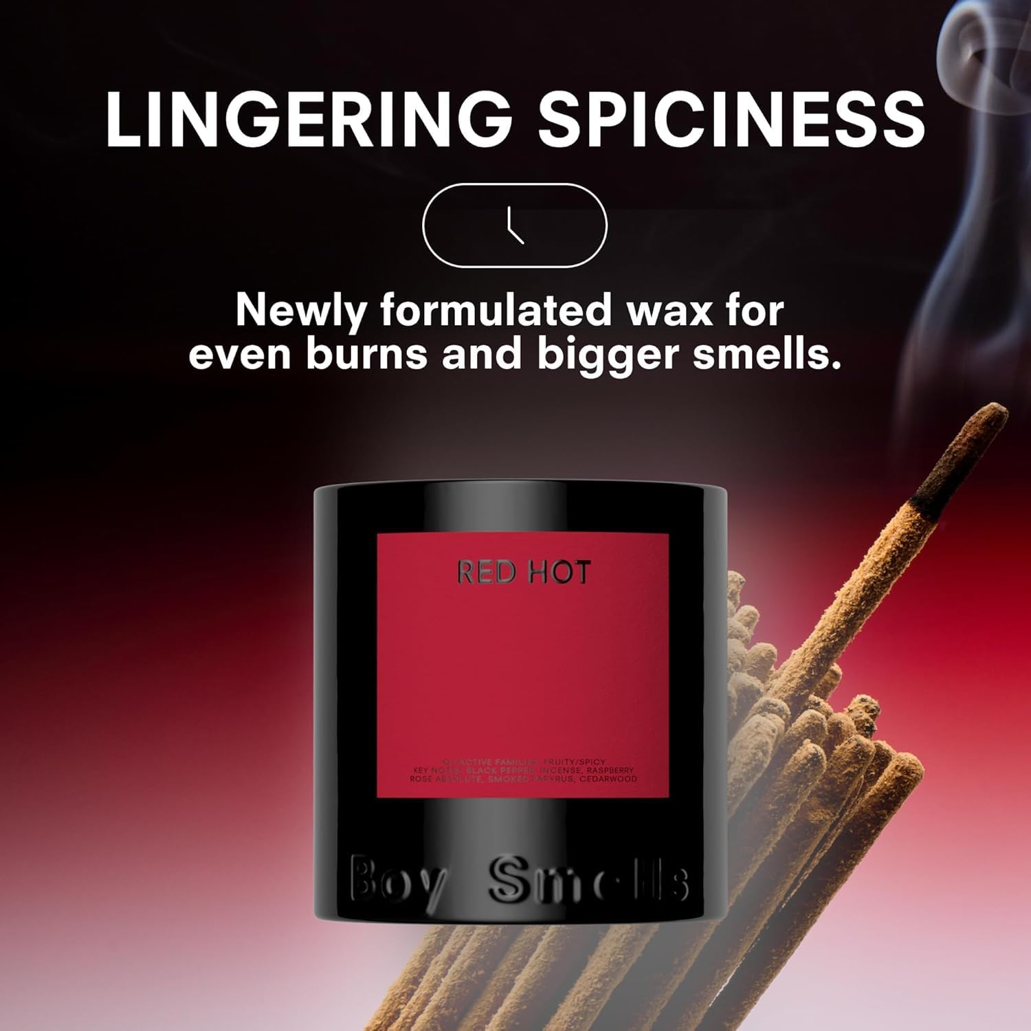 Boy Smells - Red Hot Scented Candles for Men and Women - 27 oz - Vegan Soy Wax Candle Blend - Aromatic Candles for Home with Incense, Raspberry and Rose - 110-Hour Burn - Image 3