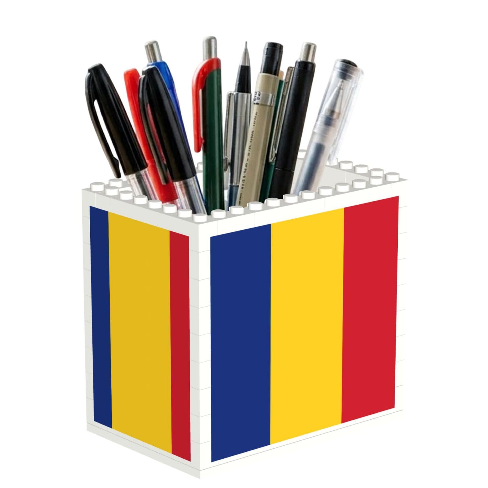 SXZVVBN Flag of Romania Building Block Desk Tidy ABS Organiser
