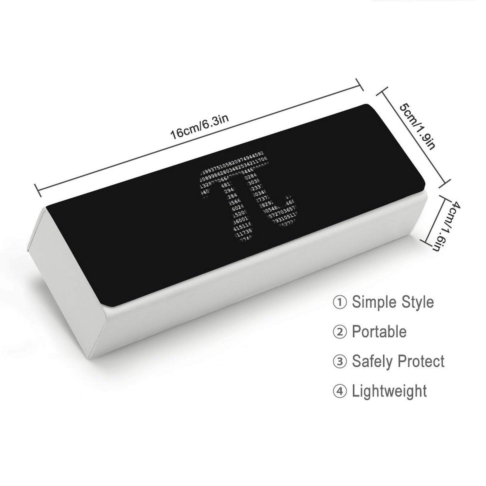 Pi Mathematical Symbol Leather Glasses Case Fashion Hard Shell Portable Sunglass Organizer Eyeglasses Case for Mens Women