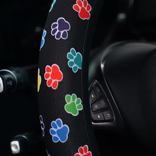 Miniatura 4 de BESULEN Funda universal de 15 pulgadas para volante de automóvil, suave elástica y cómoda, bonita funda protectora de volante de flores, cálida en