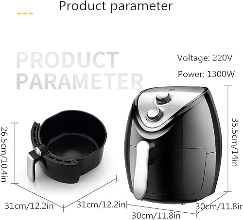 Miniatura 7 de Air Fryer Air Fryer with 4.5l Detachable Basket 1300w Rapid Heating and 30 Min Timer Adjustable Temperature Used for Home Baking and Grilling