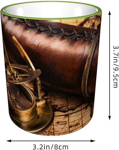 Miniatura 2 de Taza de café vintage con brújula retro con mapa del mundo antiguo, tazas de café de cerámica con asa, tazas de té, tazas para café, tazas para