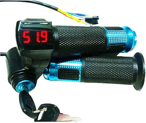 Empuñadura de acelerador de bicicleta eléctrica, universal para bicicleta, acelerador giratorio con pantalla LED e interruptor de encendido