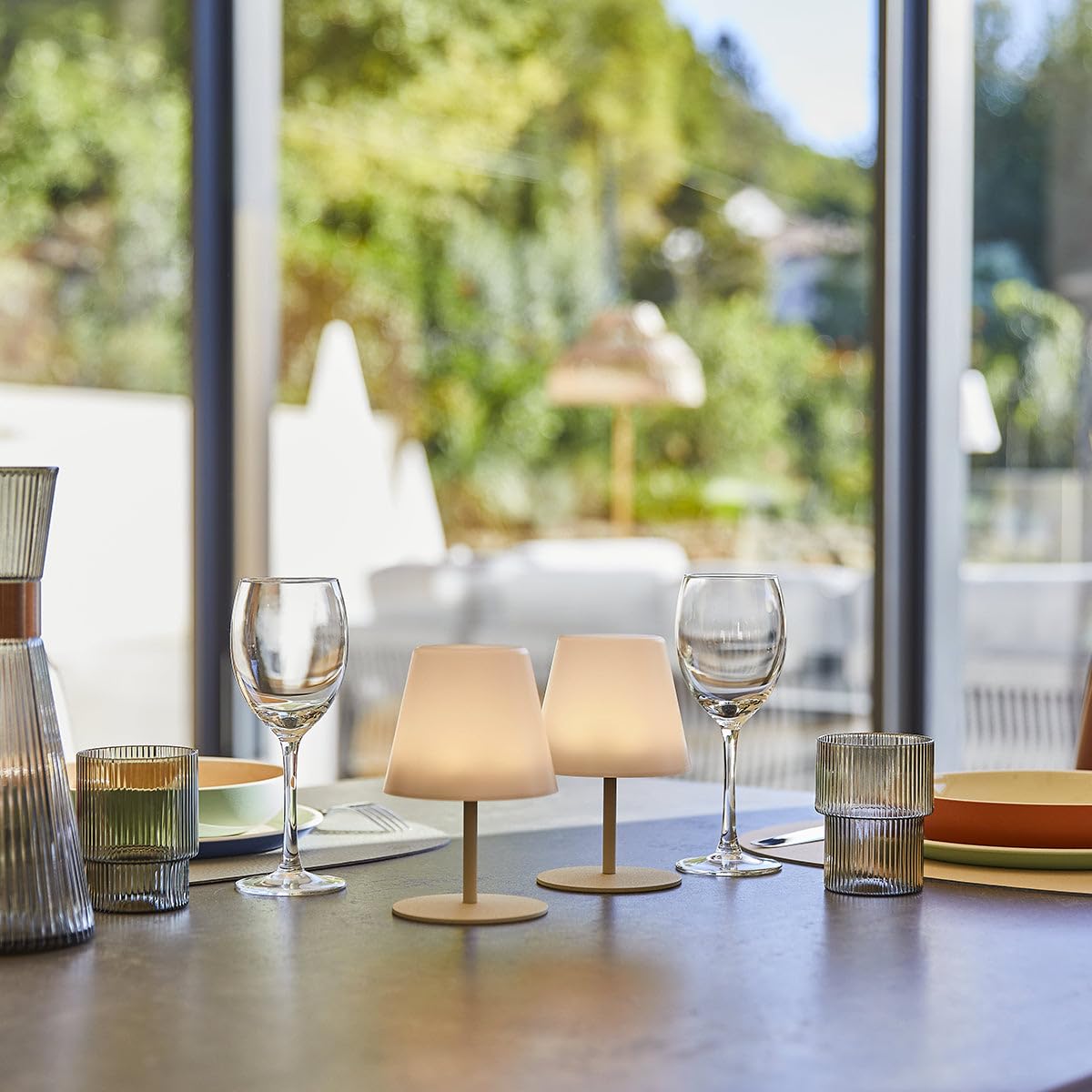 Lumisky Set de 2 lampes de table LED sans fil TWINS Cream H16cm
