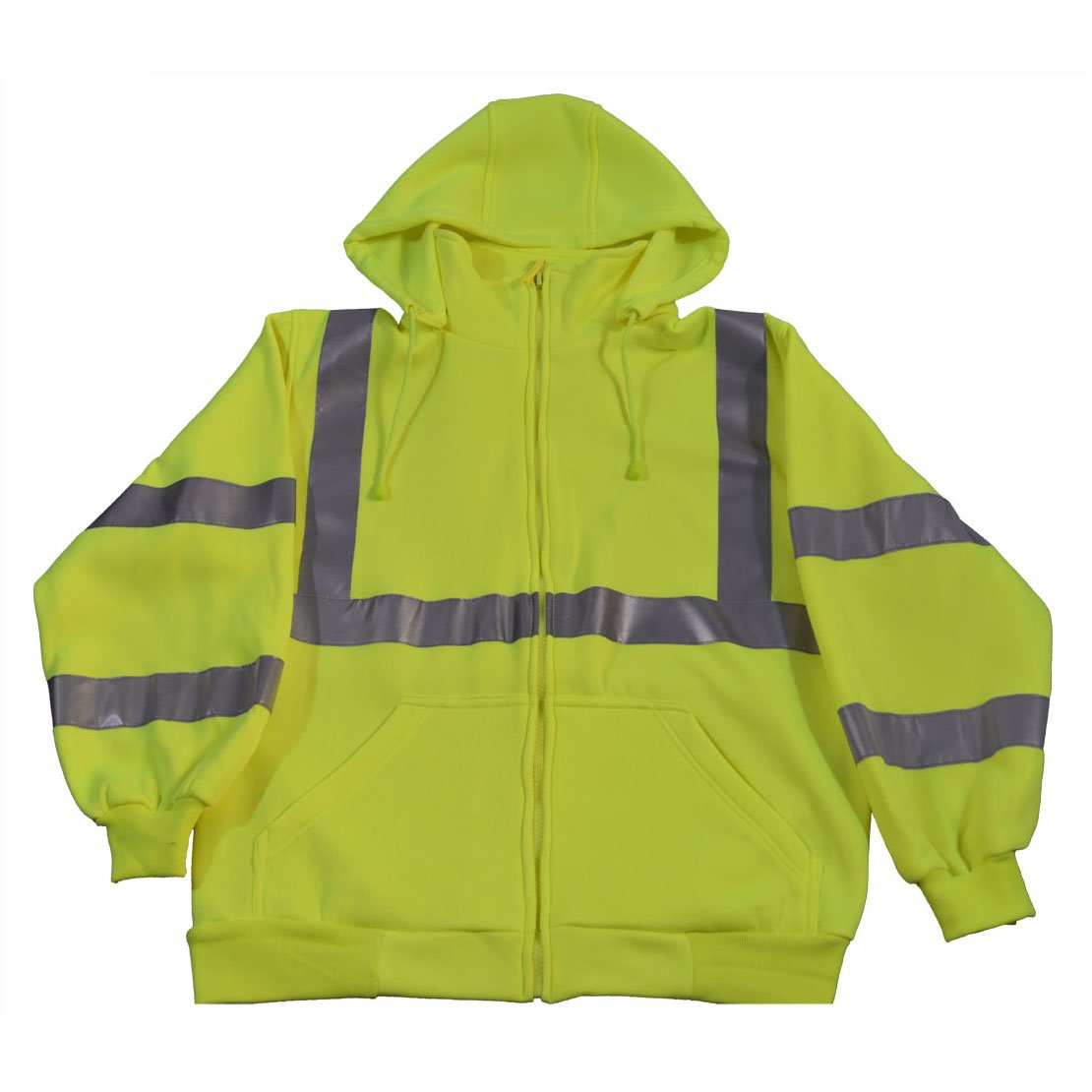 Petra Roc LSWS-C3-M ANSI Class 3 Zip-up Sweat Shirt with Detachable Hood And Zipper Closure, Medium, Lime