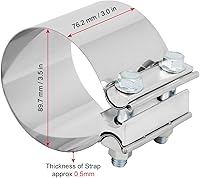 Vista 2 de 3.5 pulgadas 3.5 "Butt Joint Escape Band Clamp Sleeve Acero Inoxidable 2pcs